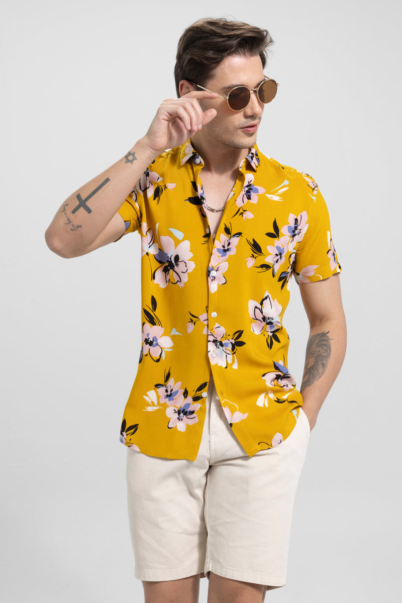 Garden Viola Mustard Yellow Shirt