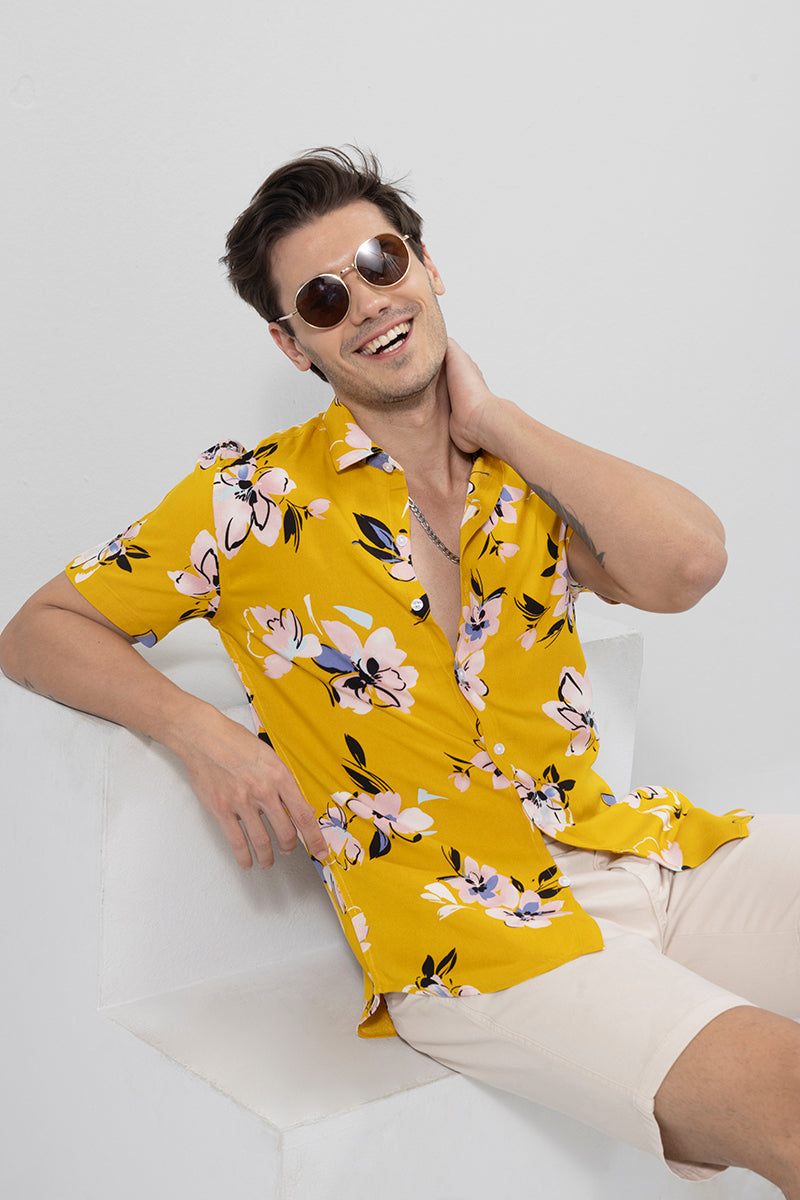 Garden Viola Mustard Yellow Shirt