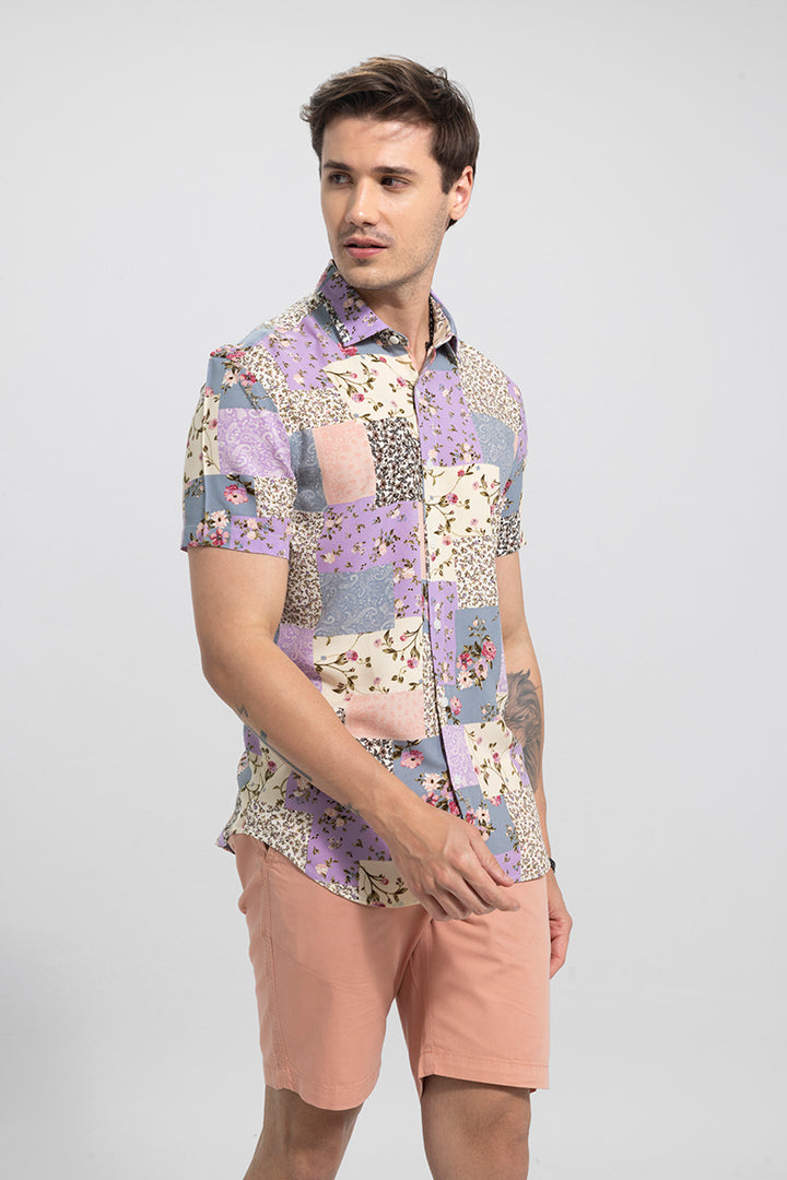 Exotic Patch Print Cream Shirt