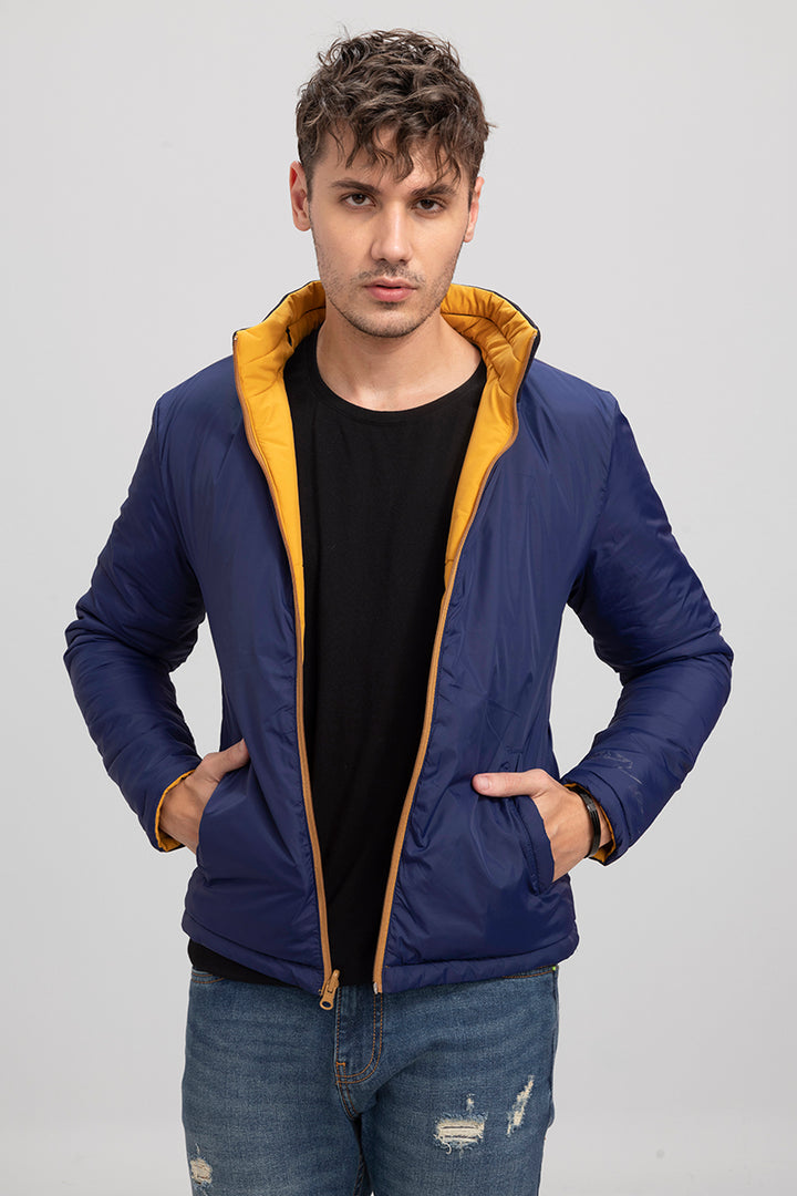 Yellow & Blue Reversible Puffer Jacket