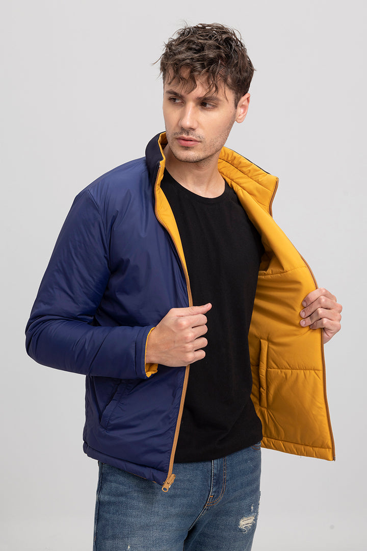 Yellow & Blue Reversible Puffer Jacket