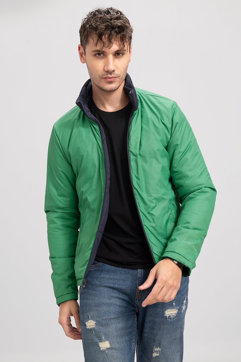 Navy & Green Reversible Puffer Jacket