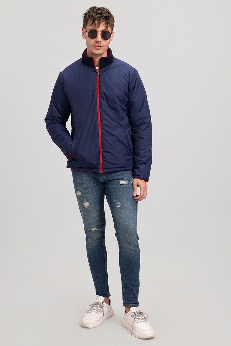 Red & Navy Reversible Puffer Jacket