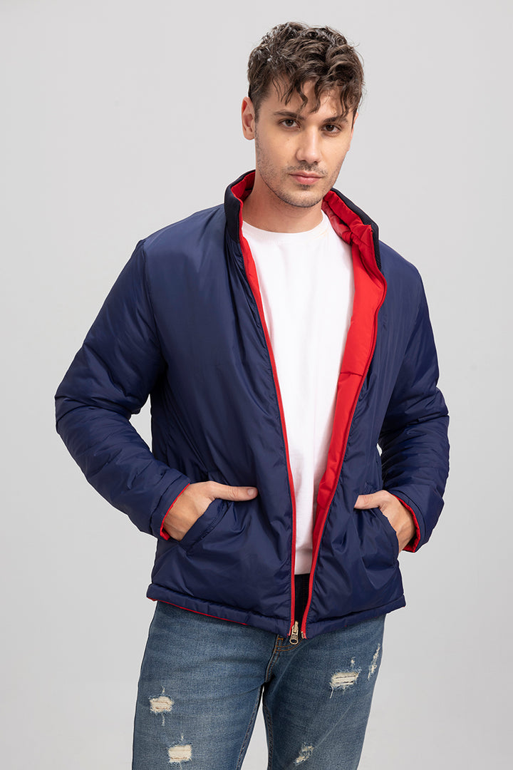 Red & Navy Reversible Puffer Jacket