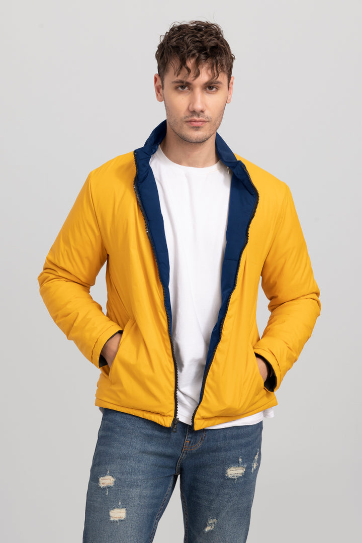 Yellow & Blue Reversible Puffer Jacket