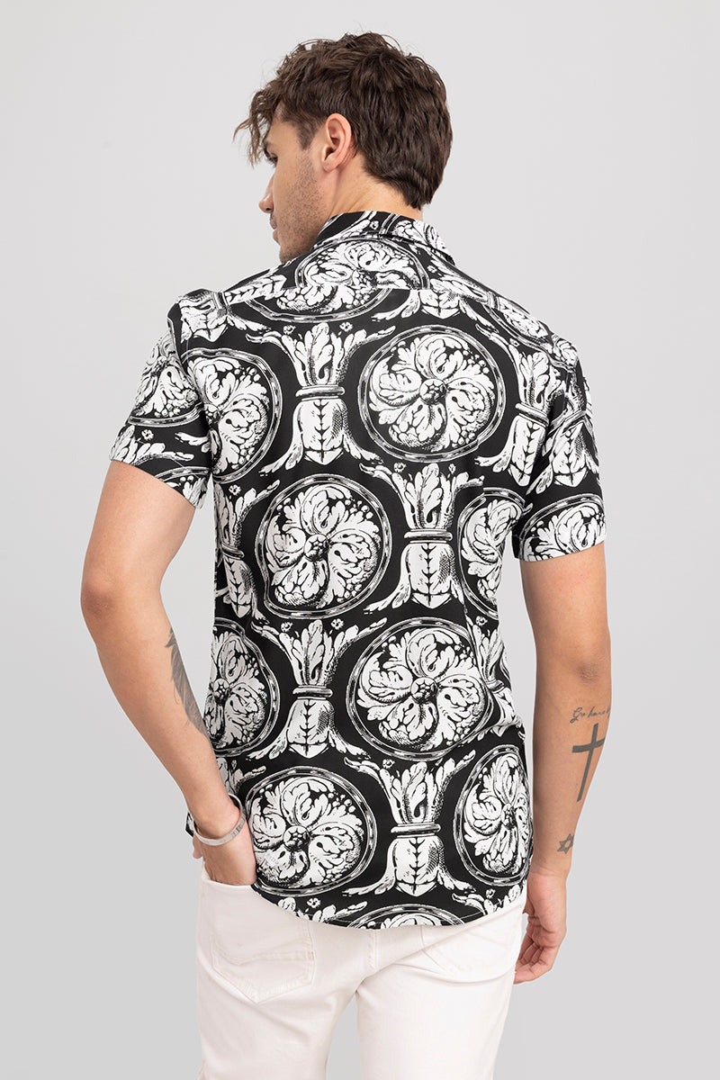 Roman Flower Black Shirt