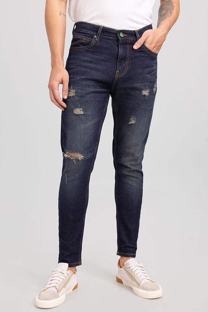 Buy Men's Willy Dark Blue Skinny Jeans Online | SNITCH