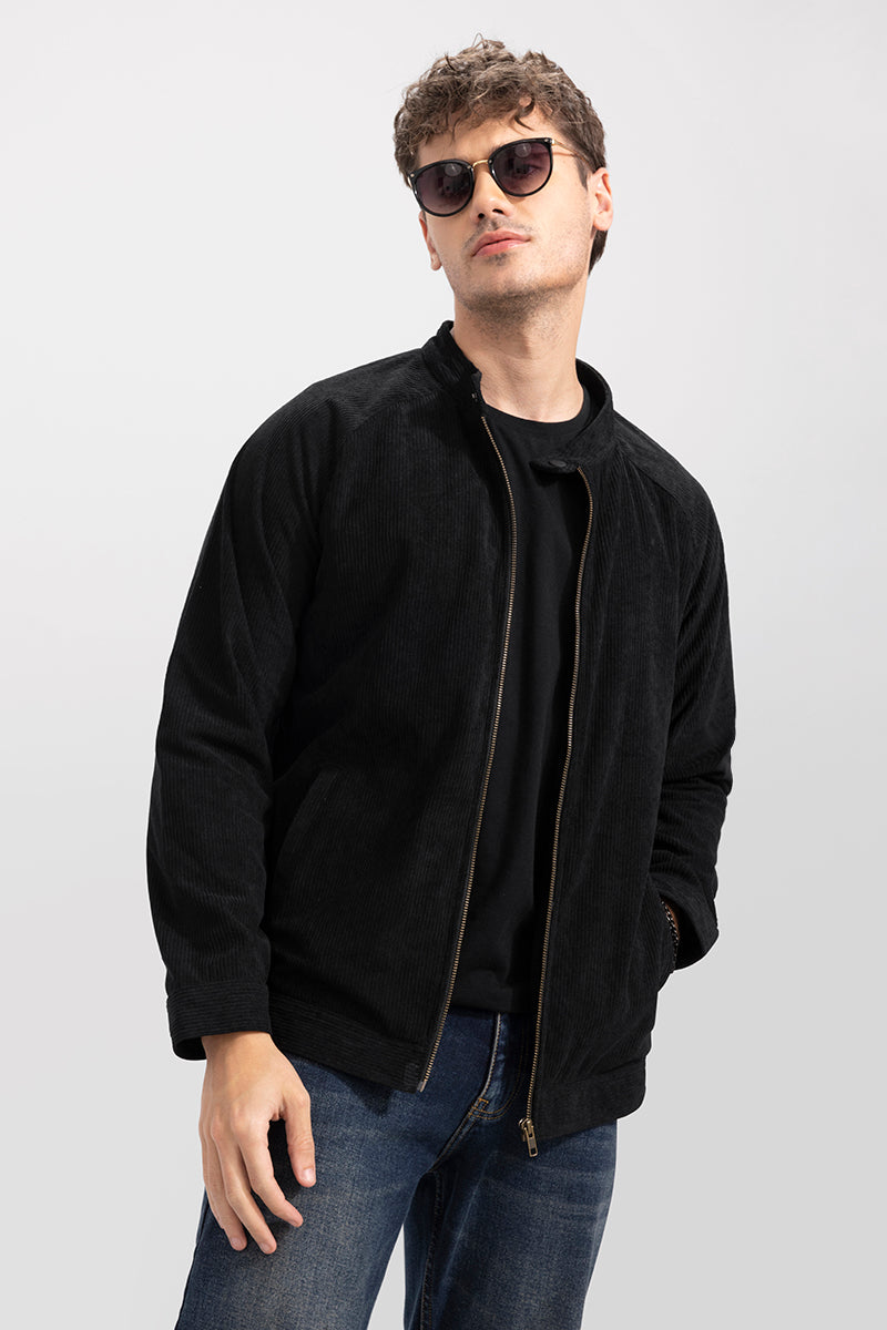 Veludo Black Corduroy Bomber Jacket