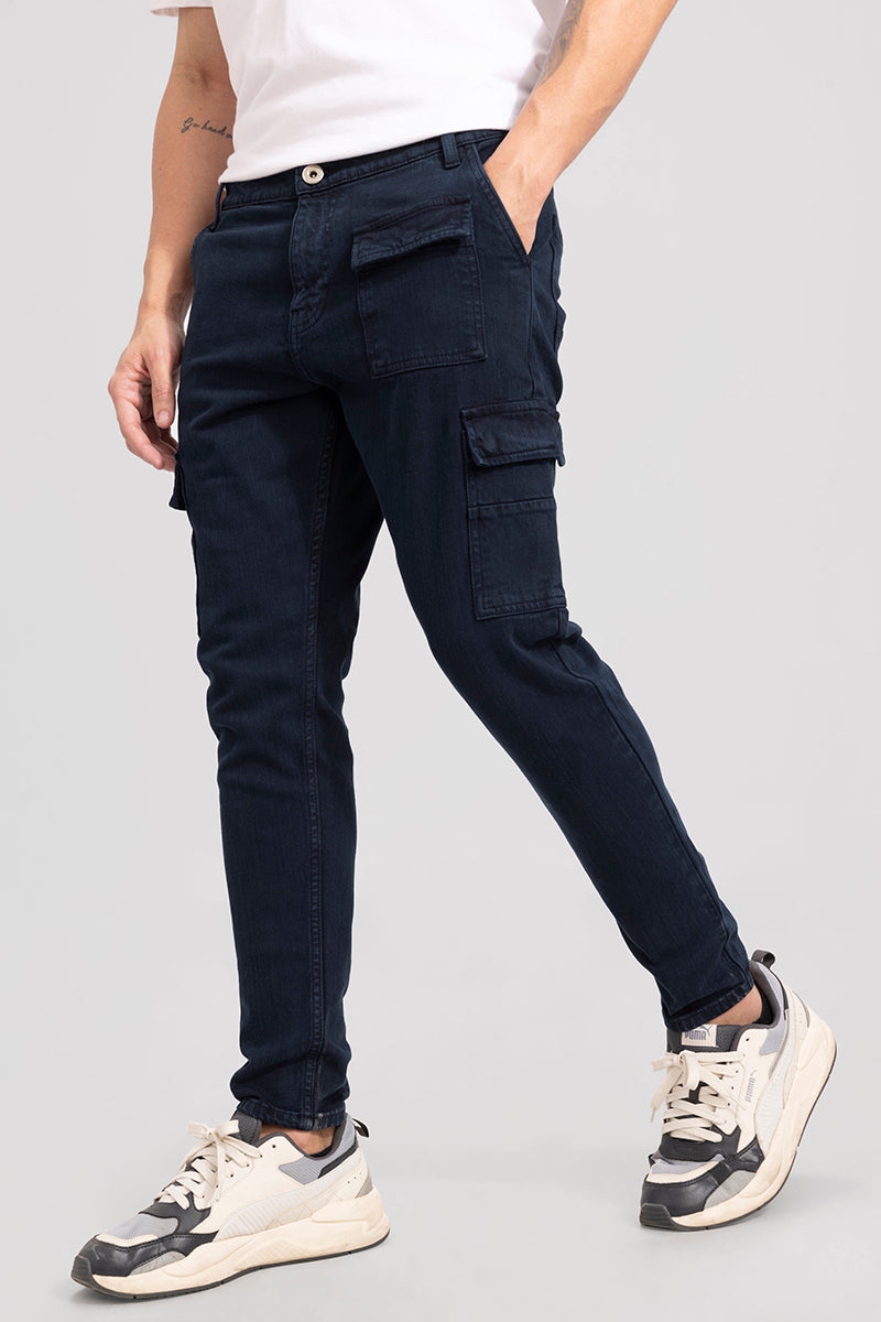 Buy Men's Xavie Blue Cargo Jeans Online | SNITCH