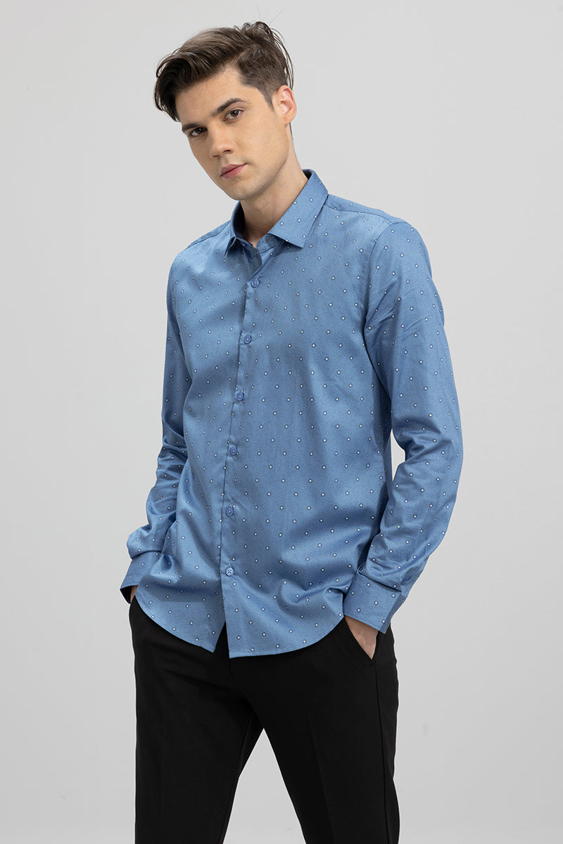 Micro Floral Blue Shirt