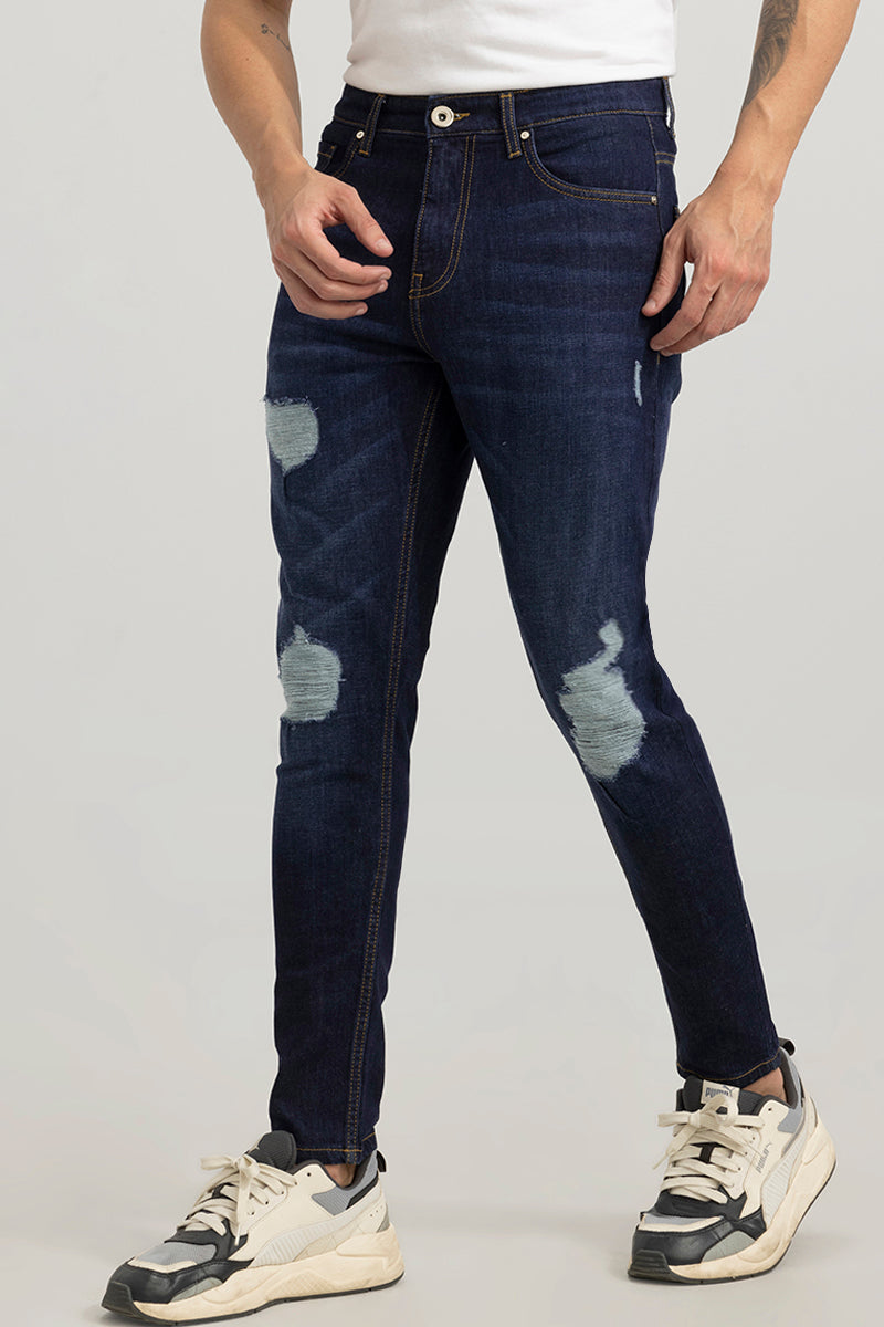 Buy Men's Drift Dark Blue Skinny Jeans Online | SNITCH