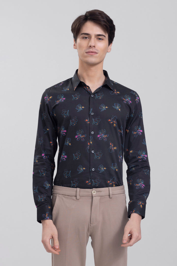 Moonlight Floral Black Shirt