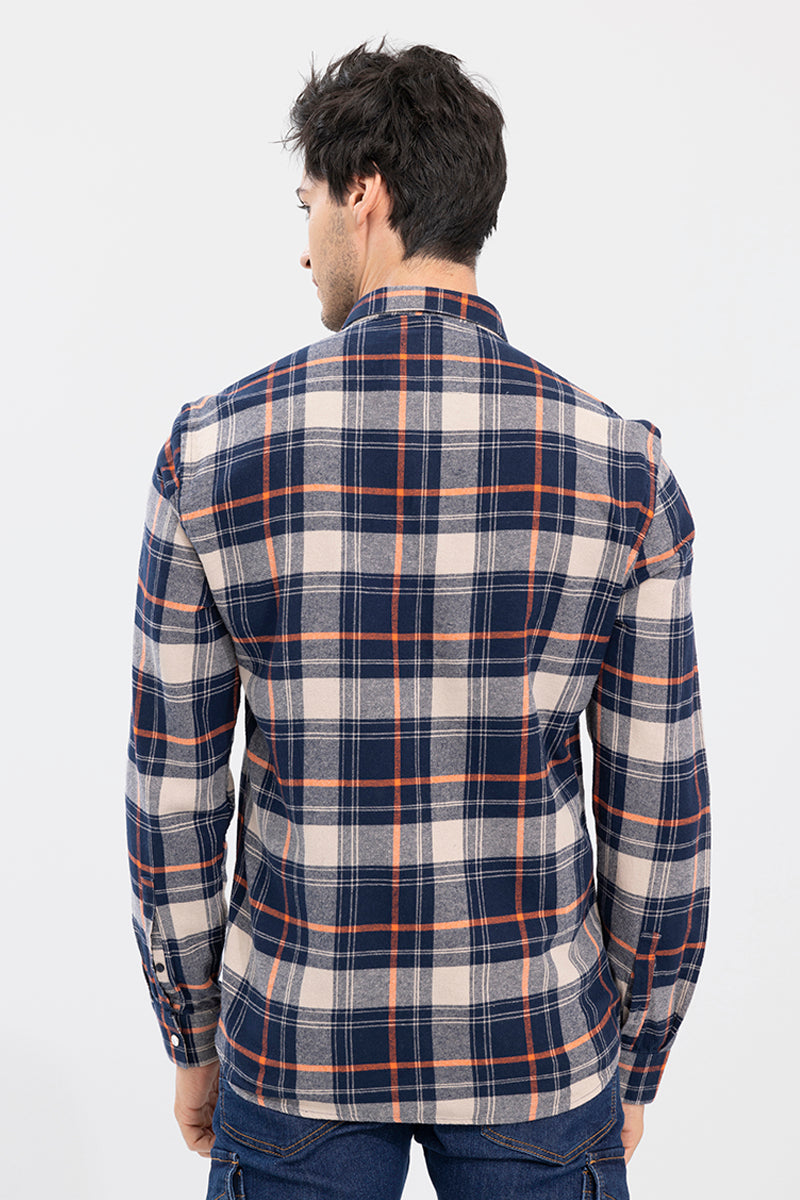 Men's Blue Plaid Flannel Shirt - Gorur Ghash