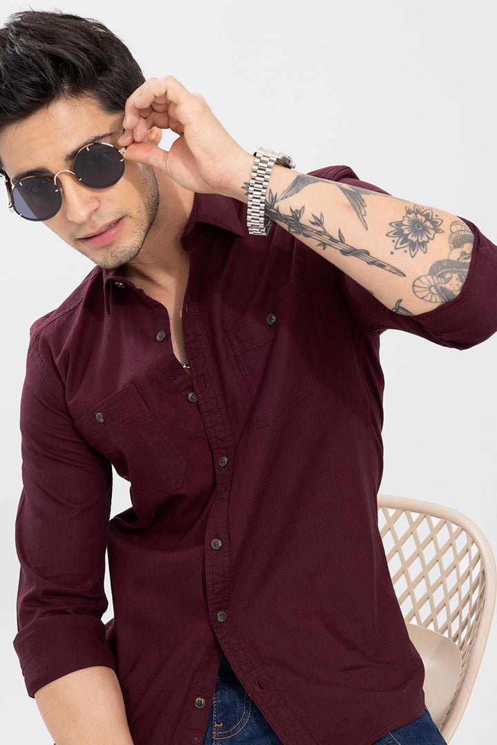 Double Pocket Maroon Shirt