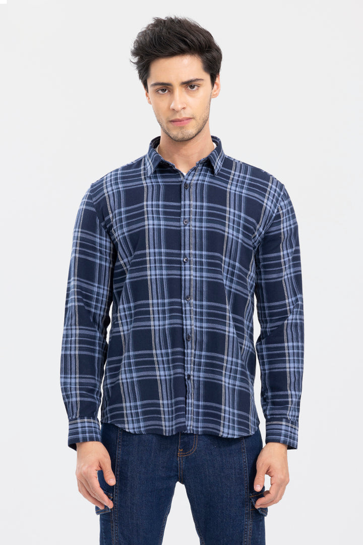 Shepherd Flannel Check Navy Shirt