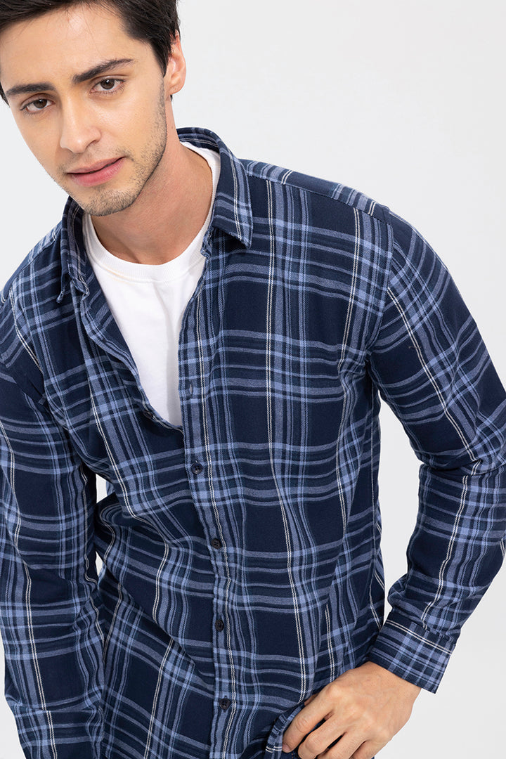 Shepherd Flannel Check Navy Shirt