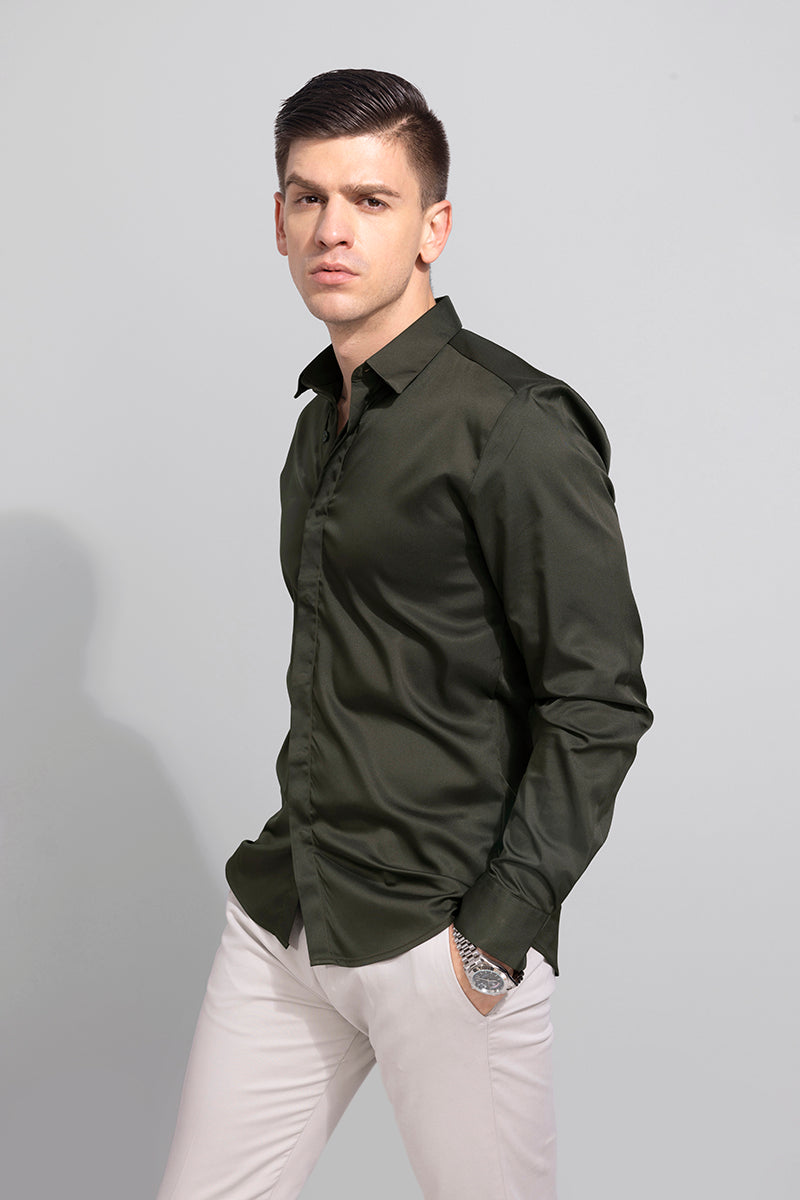 Satiny Olive Shirt