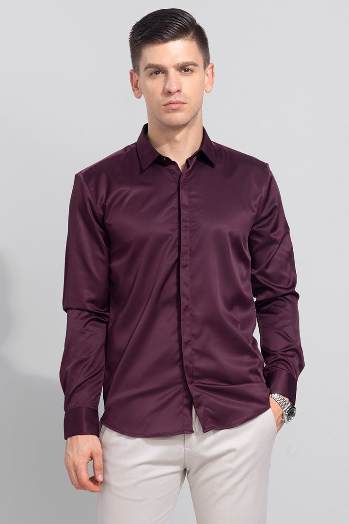 Satiny Maroon Shirt