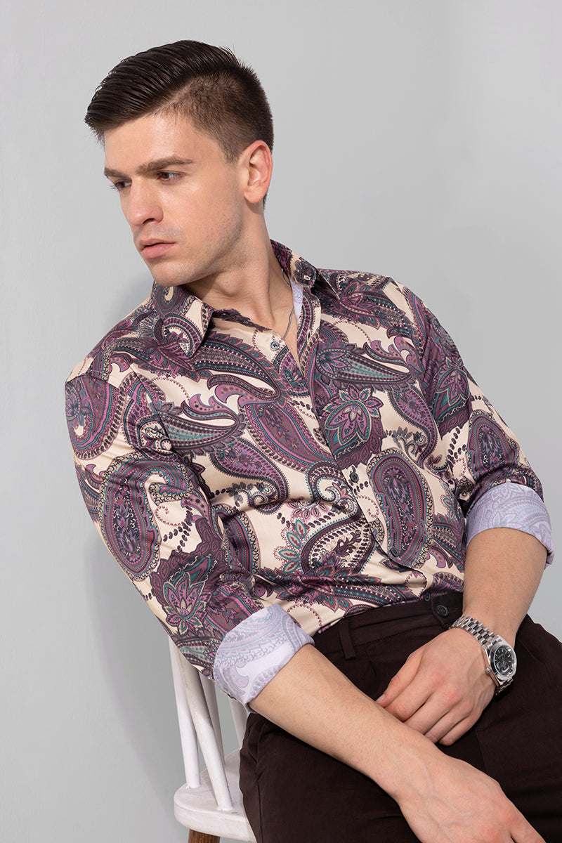 Buy Men's Turkish Paisley Beige Shirt Online | SNITCH