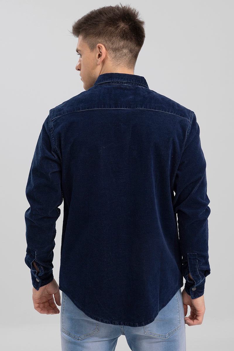 Wintry Blue Denim Corduroy Overshirt