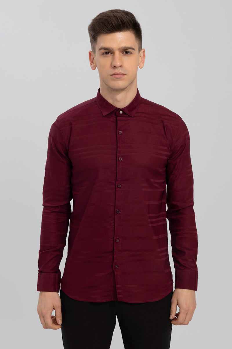 Trio Self Stripe Maroon Shirt