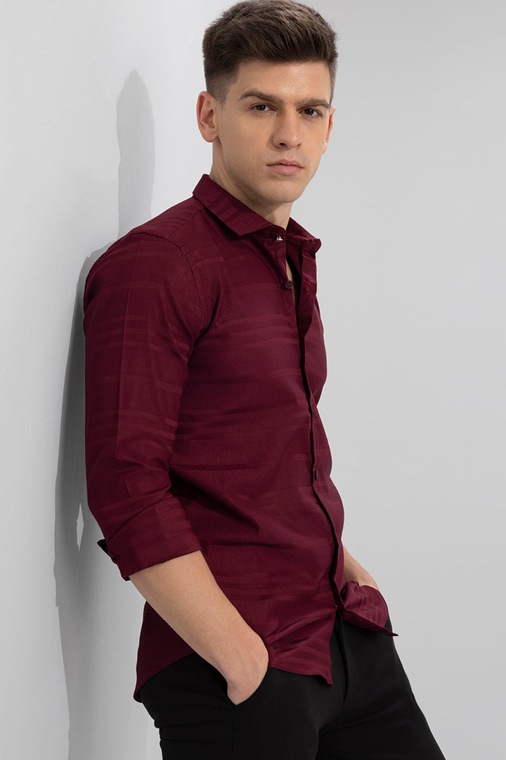 Trio Self Stripe Maroon Shirt