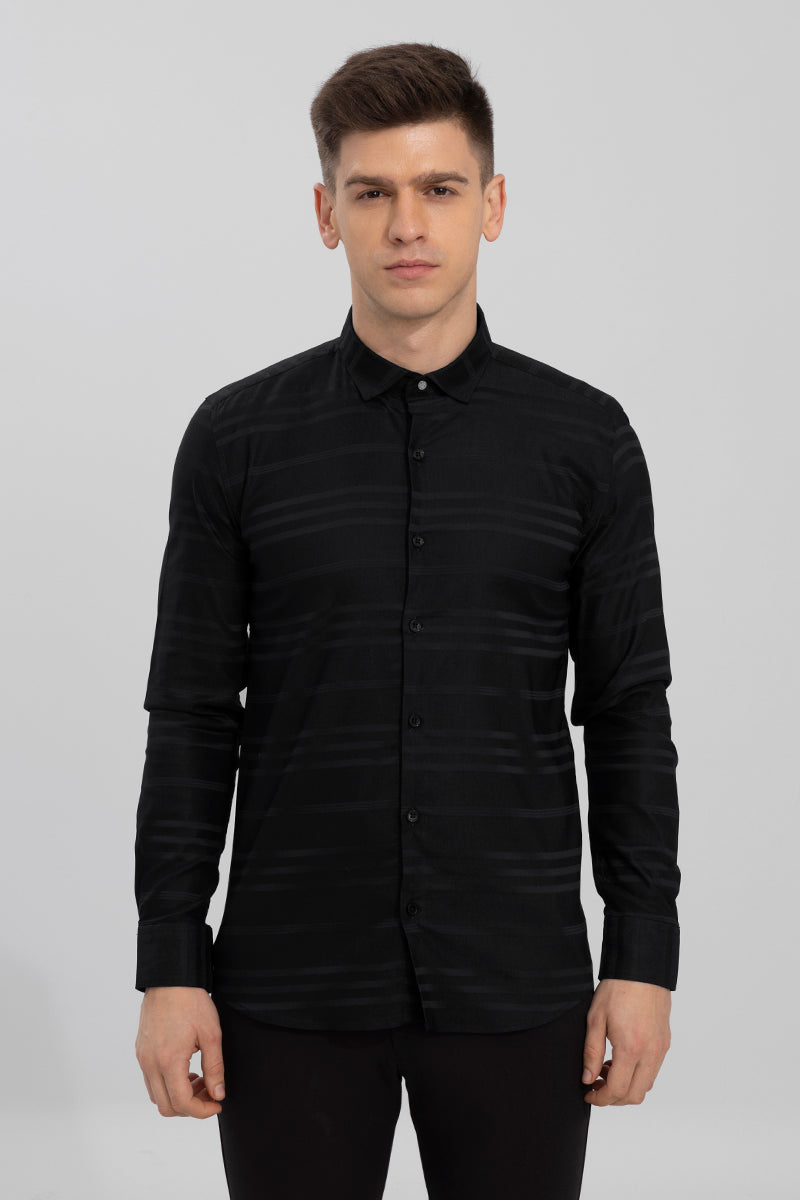 Trio Self Stripe Black Shirt