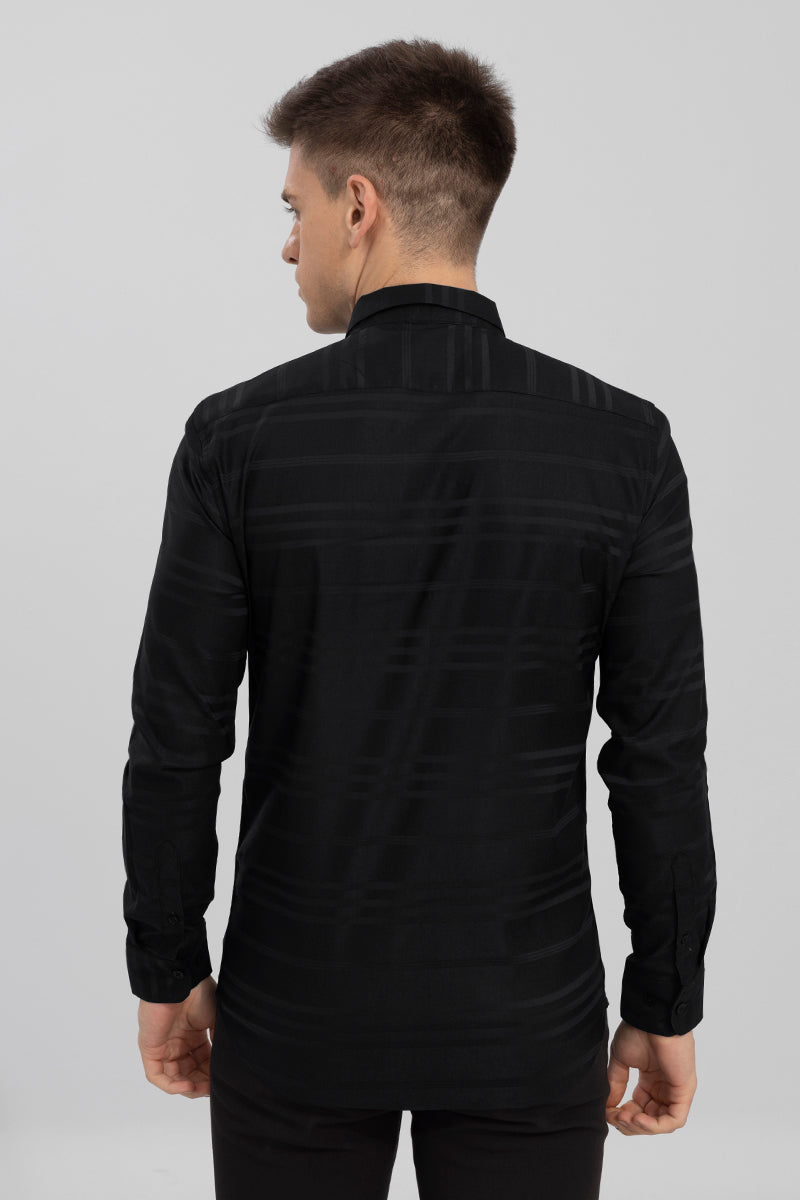 Trio Self Stripe Black Shirt