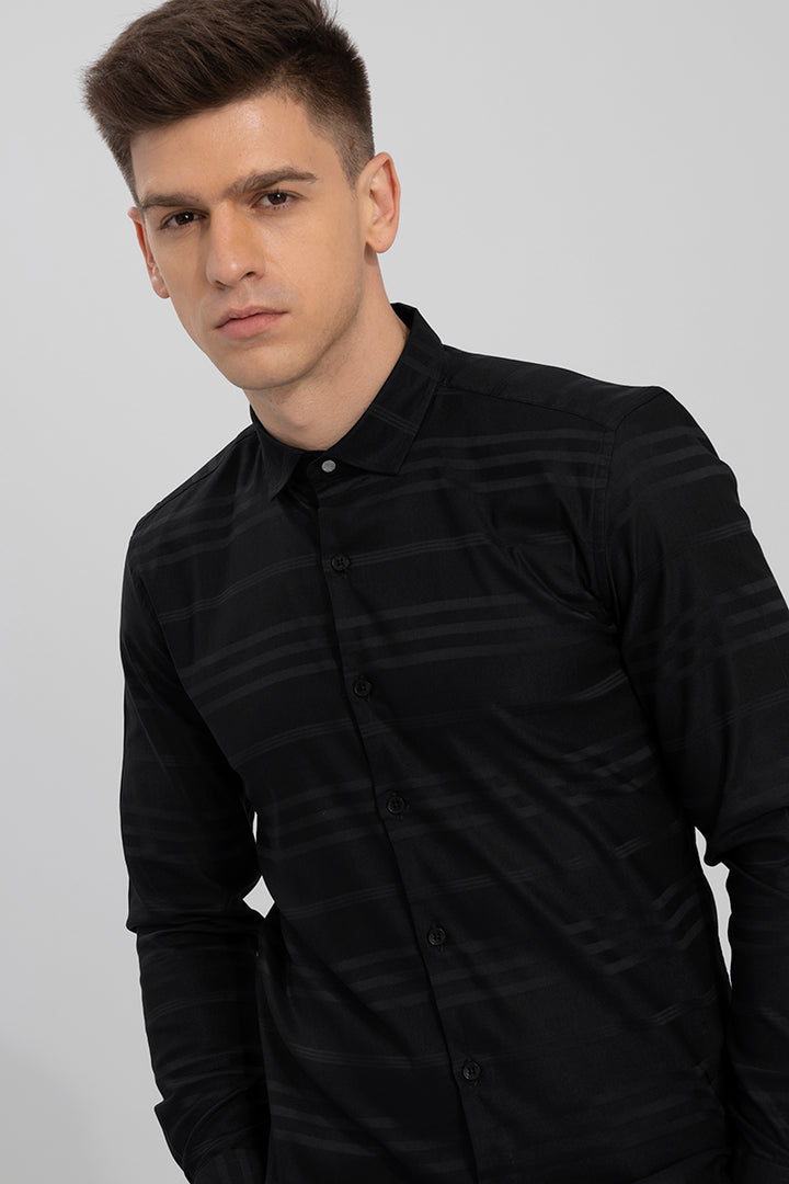 Trio Self Stripe Black Shirt