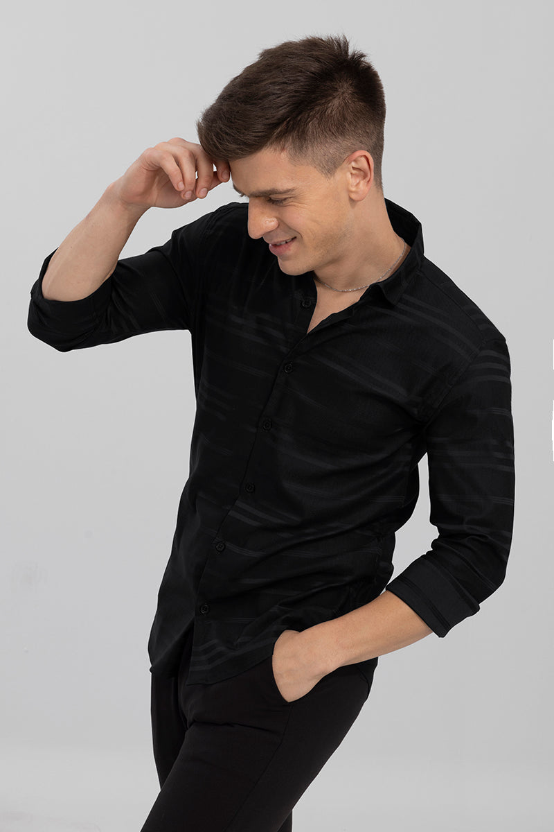 Trio Self Stripe Black Shirt