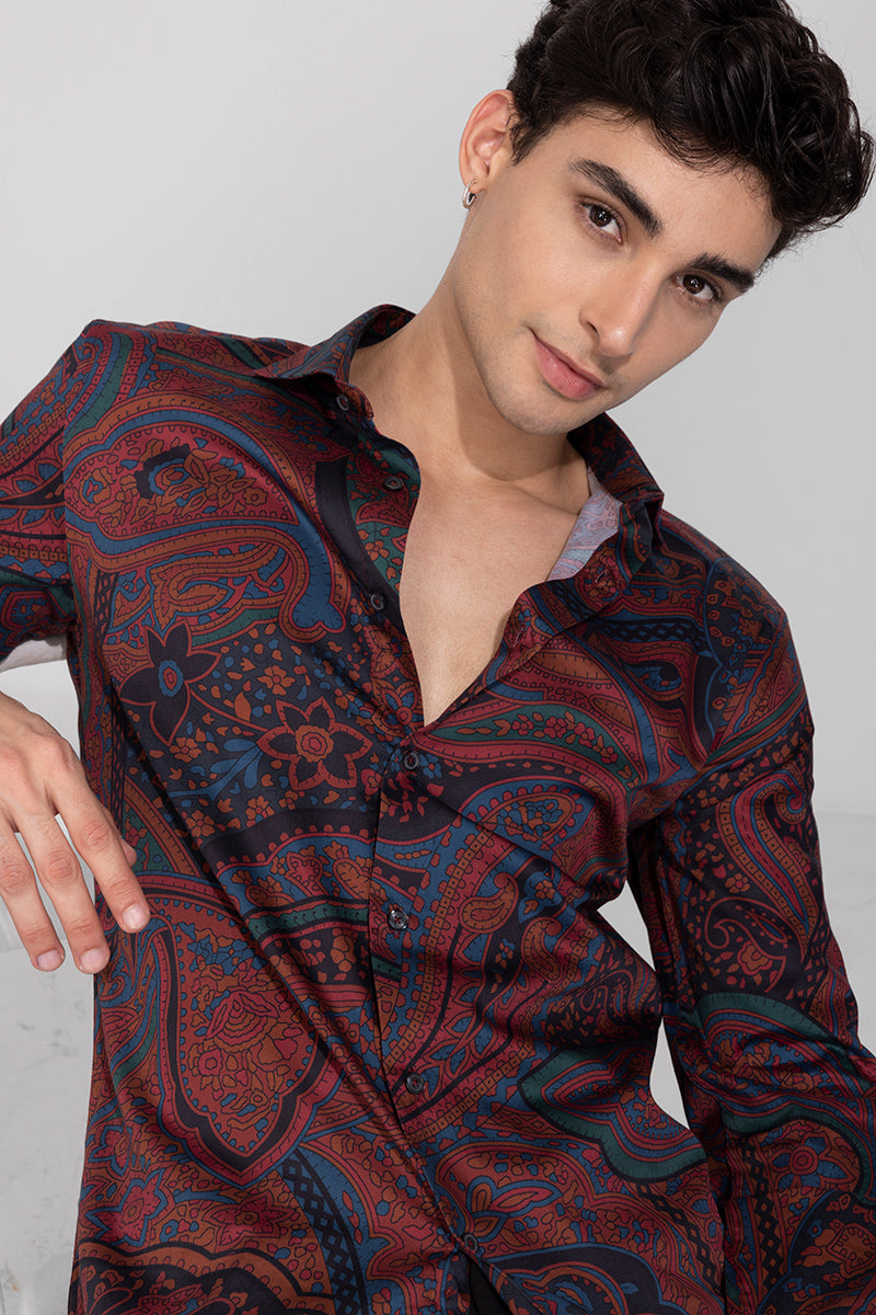 Buy Men's Ablaze Maroon Shirt Online | SNITCH