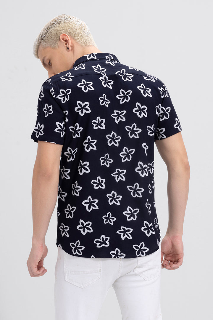 Twig Flower Black Shirt