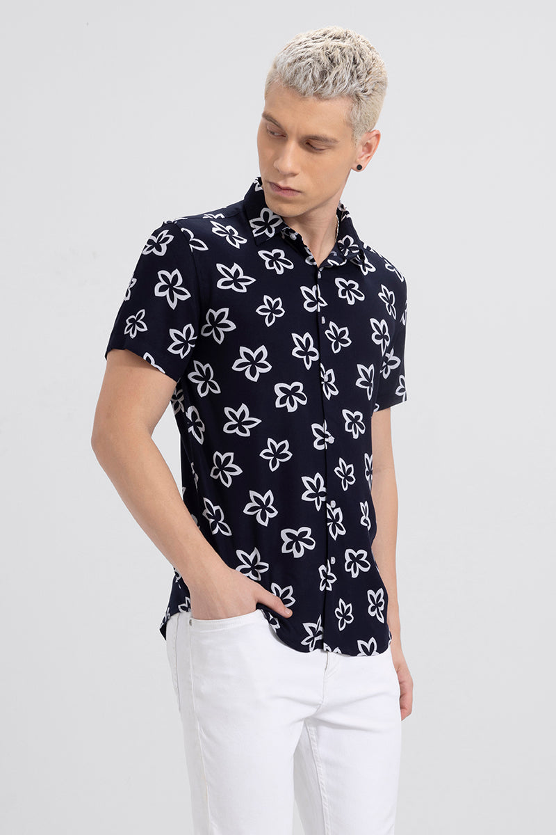 Twig Flower Black Shirt