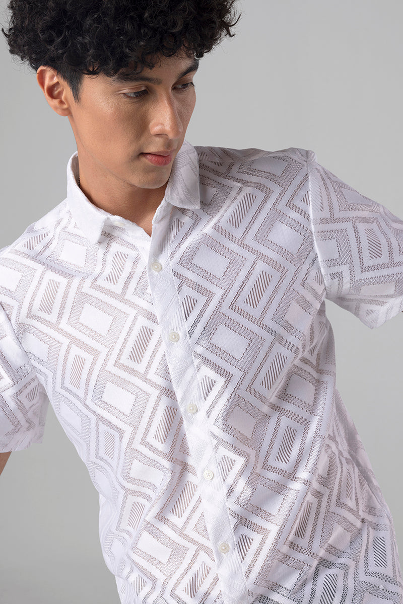 Hawaiian Hakoba Rectangle White Shirt