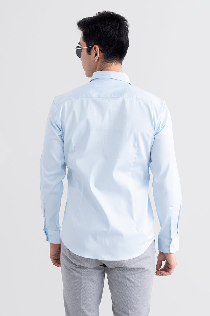 On Loop Sky Blue Satin Stretch Shirt