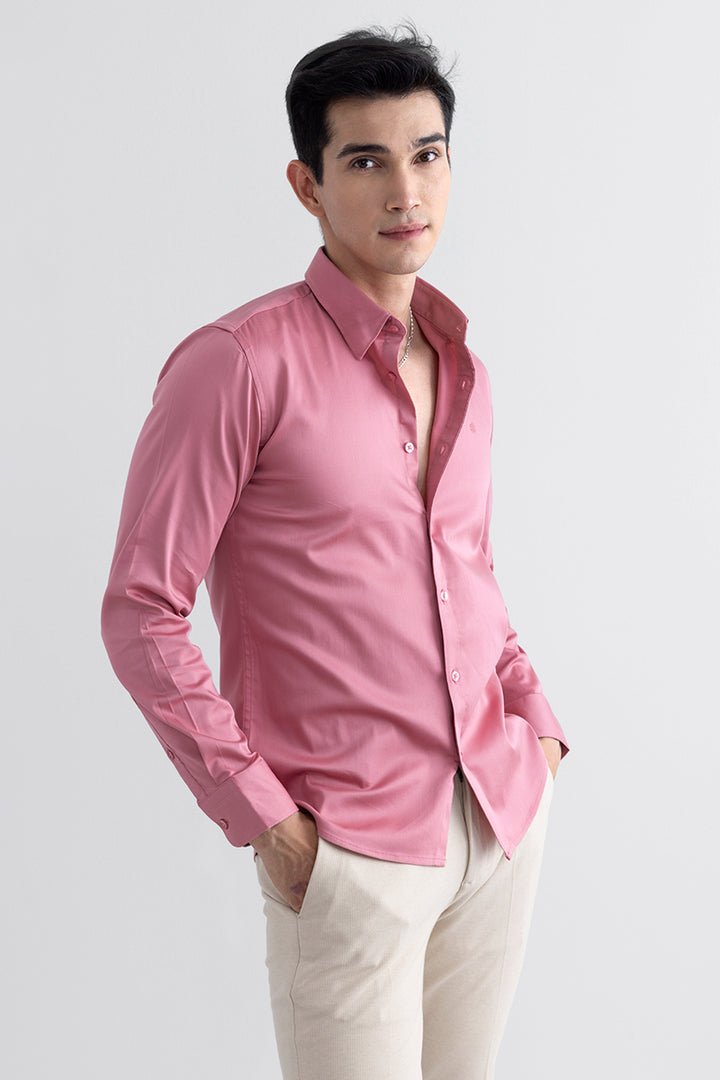 On Loop Peach Satin Stretch Shirt