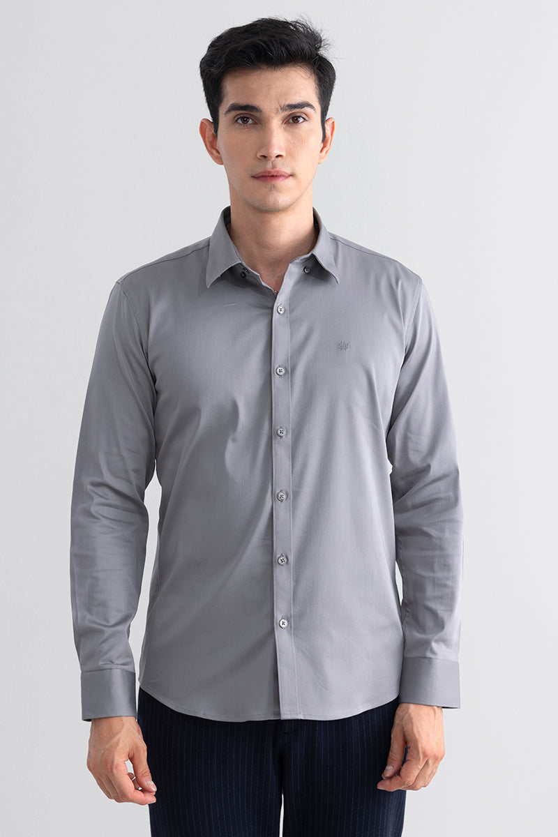 On Loop Grey Satin Stretch Shirt