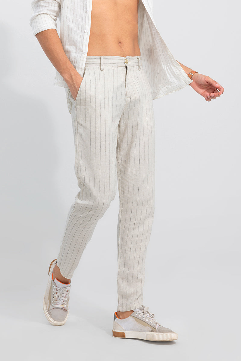 Beige Man Crop Double Hem linen Trousers 2827568 | DeFacto