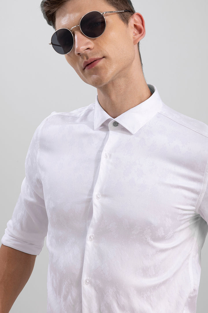 Solitary Floral White Jacquard Shirt