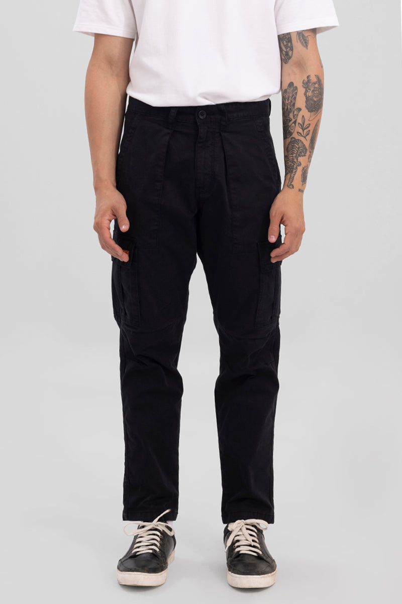 Whis Black Tapered Cargo Pant