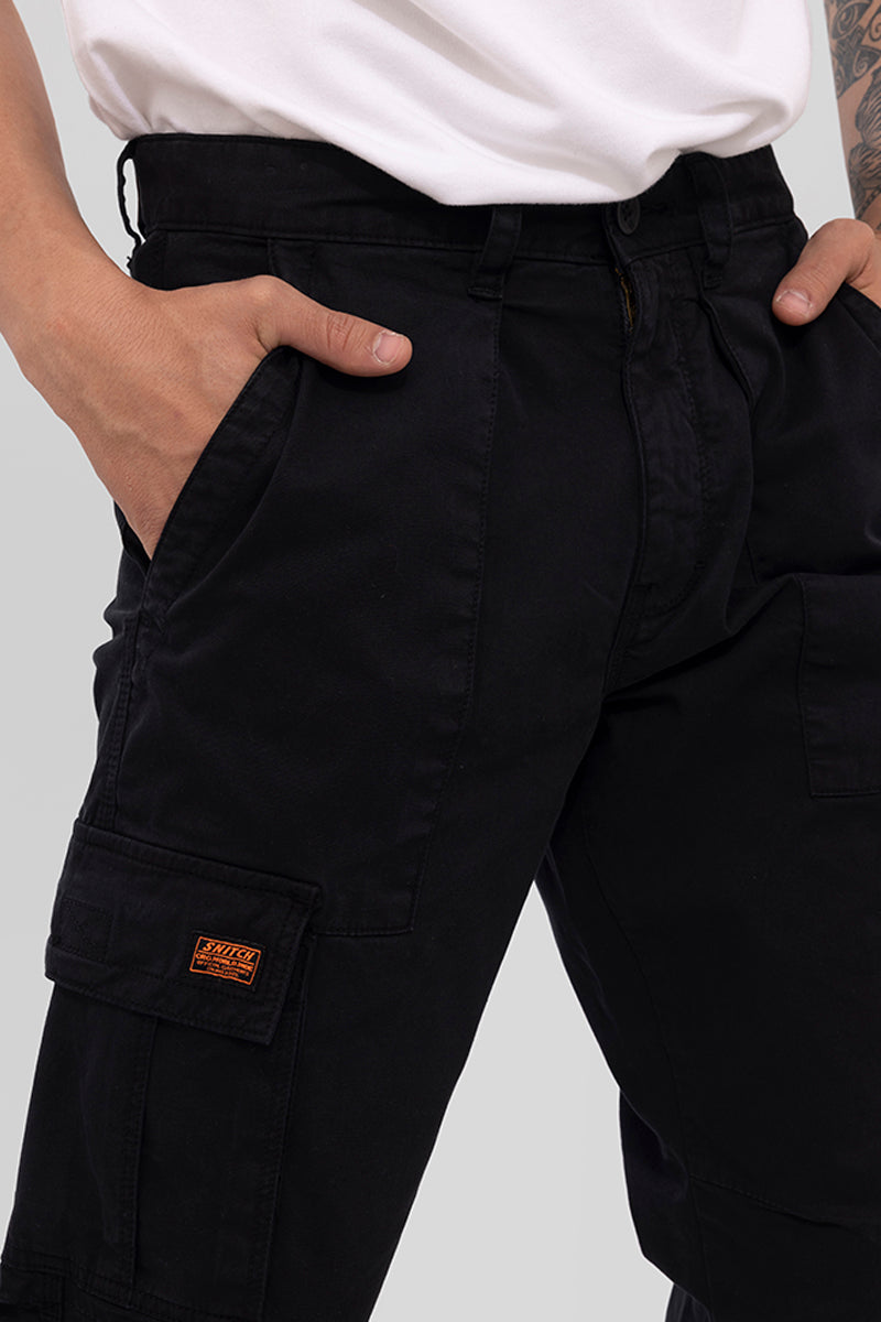 Whis Black Tapered Cargo Pant