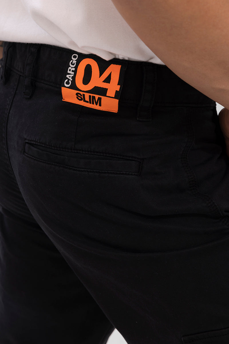 Whis Black Tapered Cargo Pant