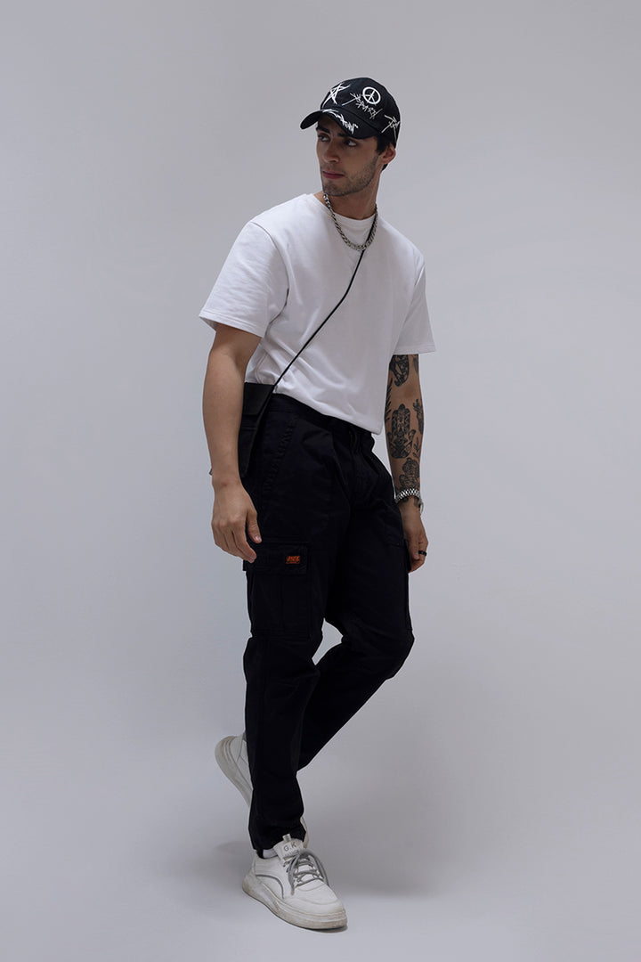 Whis Black Tapered Cargo Pant