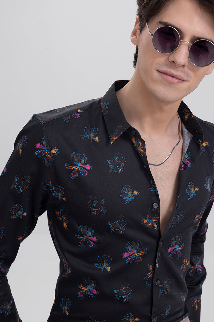 Moonlight Floral Black Shirt