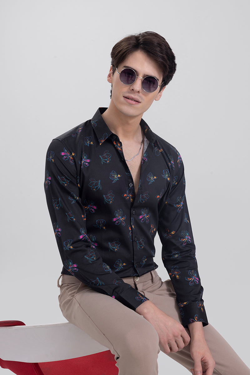 Moonlight Floral Black Shirt