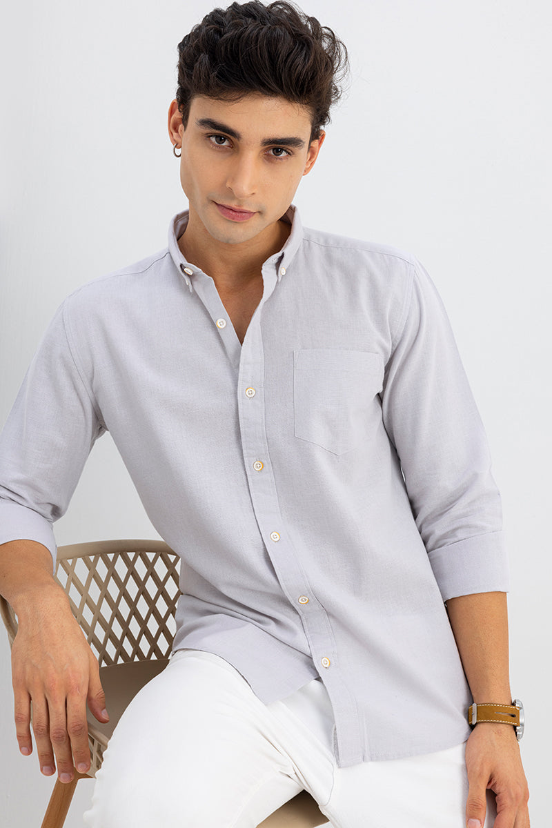 Buy Men's Trig Grey Linen Shirt Online | SNITCH