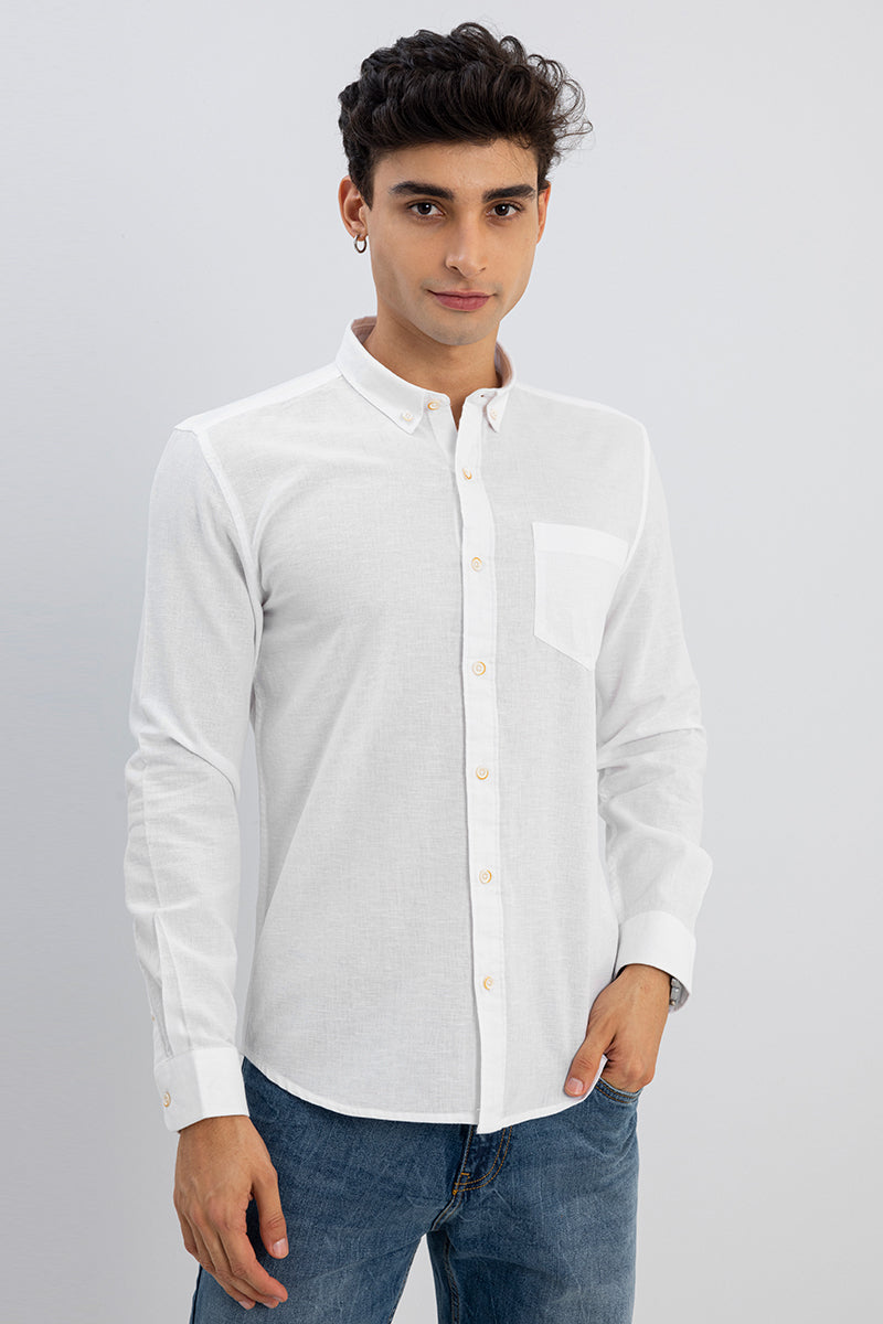 Buy Men's Trig White Linen Shirt Online | SNITCH