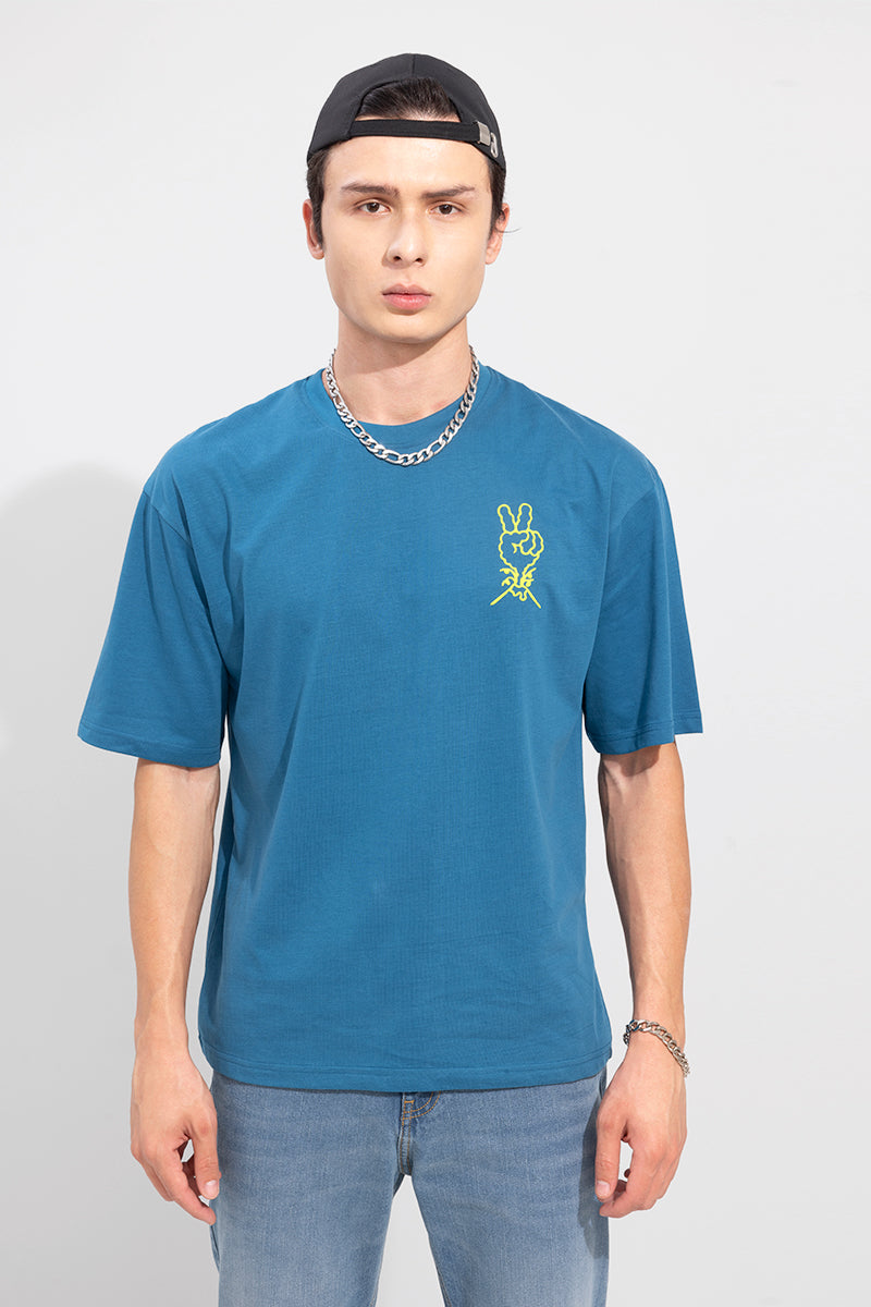 Peace Blue Oversized T-Shirt