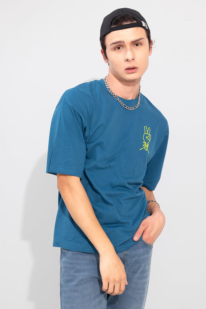 Peace Blue Oversized T-Shirt