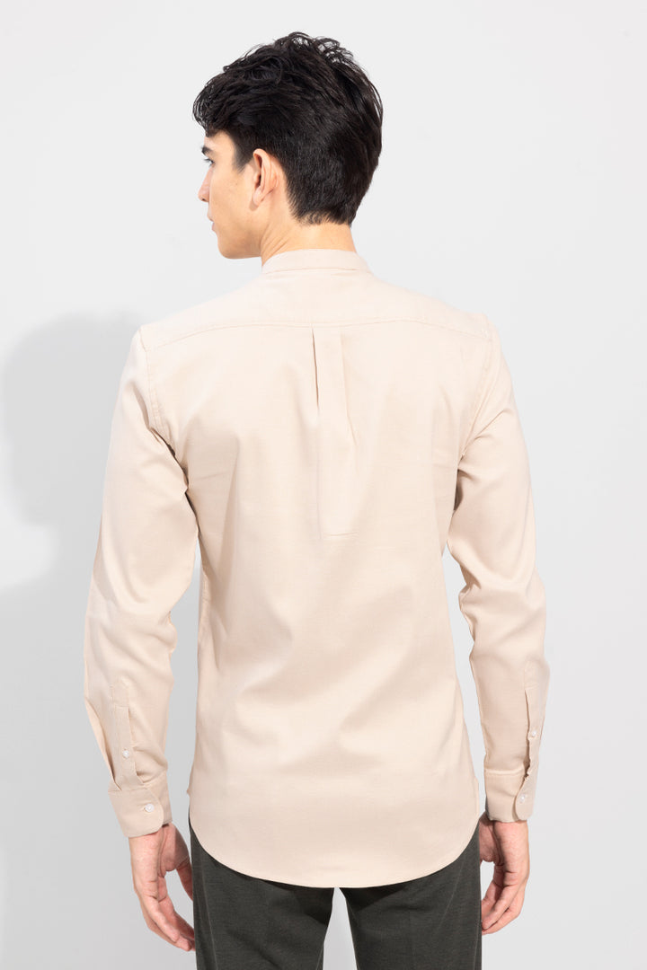 Standup Collar Beige Shirt